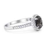 Art Deco Oval Natural Stone Wedding Ring