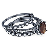 Oval Natural Stone Three Piece Ring