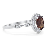 Art Deco Oval Natural Stone Flower Ring