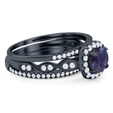 Three Piece Round Natural Stone Bridal Ring