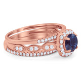 Three Piece Round Natural Stone Bridal Ring