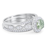Three Piece Round Natural Stone Bridal Ring