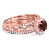 Three Piece Round Natural Stone Bridal Ring