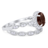 Two Piece Round Natural Stone Ring
