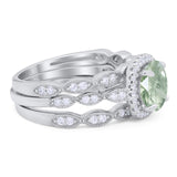 Three Piece Round Natural Stone Bridal Ring