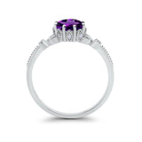 Floral Accent Round Natural Stone Ring