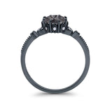 Floral Accent Round Natural Stone Ring