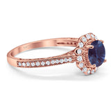 Art Deco Round Natural Stone Wedding Ring