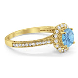 Art Deco Round Natural Stone Wedding Ring