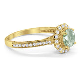 Art Deco Round Natural Stone Wedding Ring