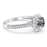 Art Deco Round Natural Stone Wedding Ring