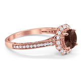 Art Deco Round Natural Stone Wedding Ring