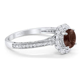 Art Deco Round Natural Stone Wedding Ring