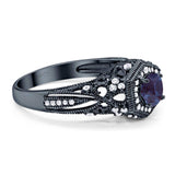 Art Deco Round Natural Stone Filigree Ring