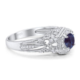 Art Deco Round Natural Stone Filigree Ring