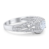 Art Deco Round Natural Stone Filigree Ring