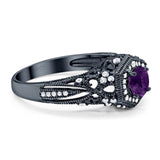 Art Deco Round Natural Stone Filigree Ring