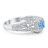 Art Deco Round Natural Stone Filigree Ring