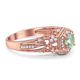 Art Deco Round Natural Stone Filigree Ring