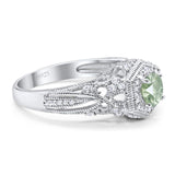 Art Deco Round Natural Stone Filigree Ring