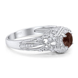 Art Deco Round Natural Stone Filigree Ring