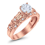 Two Piece Round Natural Stone Bridal Ring