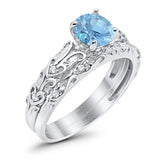 Two Piece Round Natural Stone Bridal Ring