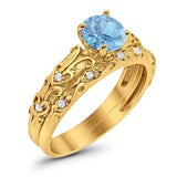 Two Piece Round Natural Stone Bridal Ring