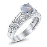 Two Piece Round Natural Stone Bridal Ring