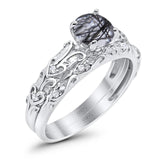 Two Piece Round Natural Stone Bridal Ring