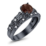 Two Piece Round Natural Stone Bridal Ring