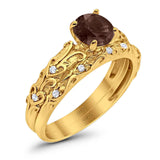 Two Piece Round Natural Stone Bridal Ring
