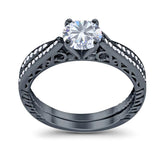 Two Piece Round Natural Stone Bridal Ring