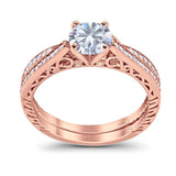 Two Piece Round Natural Stone Bridal Ring