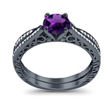 Two Piece Round Natural Stone Bridal Ring