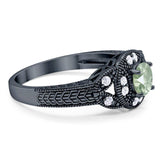 Art Deco Round Natural Stone Leaf Style Ring