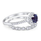 Two Piece Round Natural Stone Bridal Ring