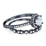 Two Piece Round Natural Stone Bridal Ring