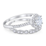 Two Piece Round Natural Stone Bridal Ring