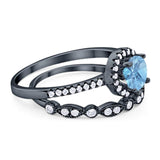 Two Piece Round Natural Stone Bridal Ring