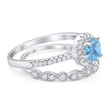 Two Piece Round Natural Stone Bridal Ring