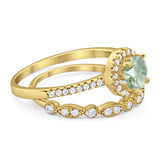Two Piece Round Natural Stone Bridal Ring