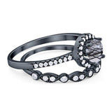 Two Piece Round Natural Stone Bridal Ring