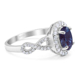 Art Deco Oval Natural Stone Split Shank Ring