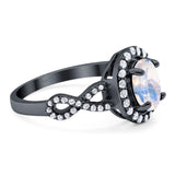 Art Deco Oval Natural Stone Split Shank Ring
