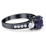 Art Deco Round Natural Stone Three Stone Ring
