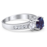 Art Deco Round Natural Stone Three Stone Ring
