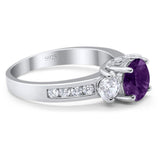 Art Deco Round Natural Stone Three Stone Ring