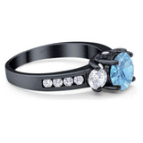 Art Deco Round Natural Stone Three Stone Ring