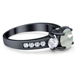 Art Deco Round Natural Stone Three Stone Ring